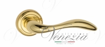 Ручка дверная на круглой розетке Venezia Alessandra D1 Латунь блестящая