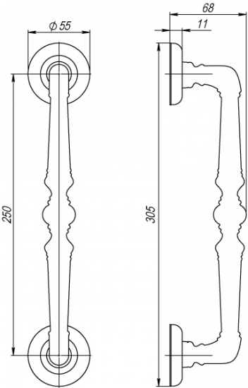 Ручка-скоба PALAZZO Fuaro (Фуаро) PULL SM AB-7 матовая бронза (1 штука)