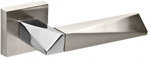 Ручка дверная на квадратной розетке Fuaro Diamond Dm Sn/Cp-3 Никель матовый/Хром