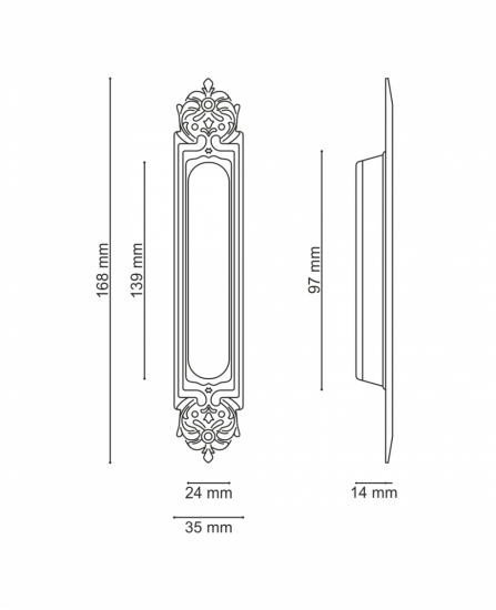 Ручка для раздвижной двери Extreza CLASSIC P601 Серебро античное F45