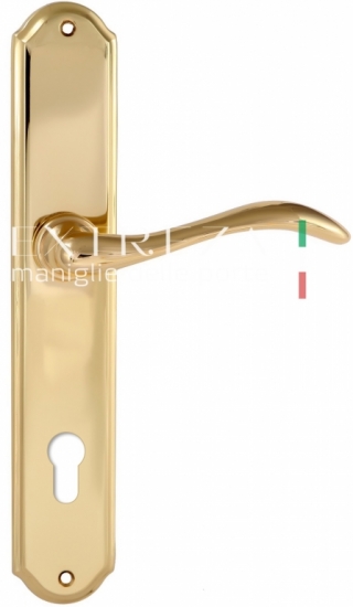 Ручка дверная на планке под цилиндр Extreza AGATA (Агата) 310 PL01 CYL полированная латунь F01