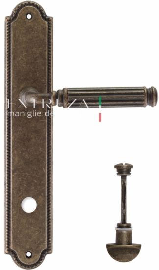 Ручка дверная на планке с фиксатором Extreza BENITO (Бенито) 307 PL03 WC бронза античная F23