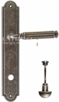 Ручка дверная на планке с фиксатором Extreza BENITO (Бенито) 307 PL03 WC серебро античная F45