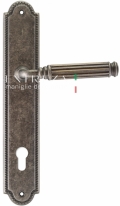 Ручка дверная на планке под цилиндр Extreza BENITO (Бенито) 307 PL03 CYL серебро античная F45