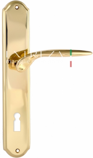 Ручка дверная на планке под ключ буратино Extreza CALIPSO (Калипсо) 311 PL01 KEY полированное золото F01