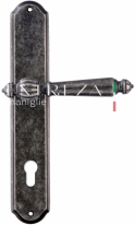 Ручка дверная на планке под цилиндр Extreza DANIEL (Даниел) 308 PL01 CYL серебро античная F45