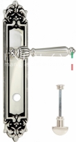 Ручка дверная на планке с фиксатором Extreza DANIEL (Даниел) 308 PL02 WC натуральное серебро + черный F24