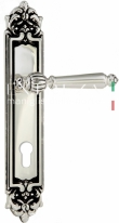 Ручка дверная на планке под цилиндр Extreza DANIEL (Даниел) 308 PL02 CYL натуральное серебро + черный F24