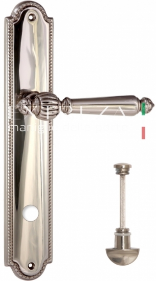 Ручка дверная на планке с фиксатором Extreza DANIEL (Даниел) 308 PL03 WC полированный никель F21