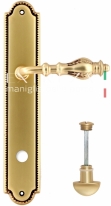 Ручка дверная на планке с фиксатором Extreza EVITA (Эвита) 301 PL03 WC Французское золото + коричневый F59