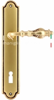 Ручка дверная на планке под цилиндр Extreza EVITA (Эвита) 301 PL03 KEY Французское золото + коричневый F59