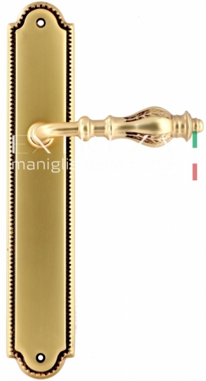 Ручка дверная на планке пустышка Extreza EVITA (Эвита) 301 PL03 PASS Французское золото + коричневый F59