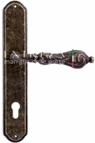 Ручка дверная на планке под цилиндр Extreza GRETA (Грета) 302 PL01 CYL бронза античная F23