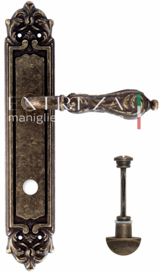 Ручка дверная на планке с фиксатором Extreza GRETA (Грета) 302 PL02 WC бронза античная F23