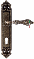 Ручка дверная на планке под цилиндр Extreza GRETA (Грета) 302 PL02 CYL бронза античная F23