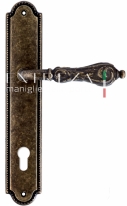 Ручка дверная на планке под цилиндр Extreza GRETA (Грета) 302 PL03 CYL бронза античная F23