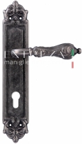 Ручка дверная на планке под цилиндр Extreza GRETA (Грета) 302 PL02 CYL серебро античная F45