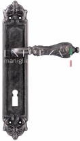 Ручка дверная на планке под цилиндр Extreza GRETA (Грета) 302 PL02 KEY серебро античная F45