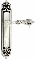 Ручка дверная на планке под цилиндр Extreza GRETA (Грета) 302 PL02 CYL натуральное серебро + черный F24