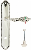 Ручка дверная на планке с фиксатором Extreza GRETA (Грета) 302 PL03 WC натуральное серебро + черный F24