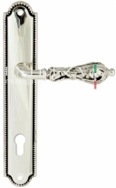 Ручка дверная на планке под цилиндр Extreza GRETA (Грета) 302 PL03 CYL натуральное серебро + черный F24