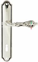 Ручка дверная на планке под цилиндр Extreza GRETA (Грета) 302 PL03 KEY натуральное серебро + черный F24