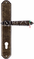 Ручка дверная на планке под цилиндр Extreza LEON (Леон) 303 PL01 CYL бронза античная F23