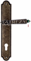 Ручка дверная на планке под цилиндр Extreza LEON (Леон) 303 PL03 CYL бронза античная F23