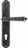 Ручка дверная на планке под цилиндр Extreza LEON (Леон) 303 PL01 CYL серебро античная F45