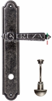 Ручка дверная на планке с фиксатором Extreza LEON (Леон) 303 PL03 WC серебро античная F45
