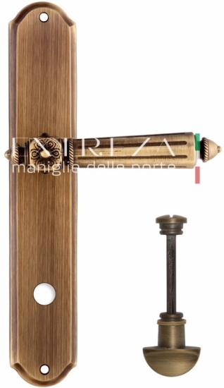 Ручка дверная на планке с фиксатором Extreza LEON (Леон) 303 PL01 WC матовая бронза F03