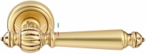 Ручка дверная на круглой розетке Extreza DANIEL (Даниел) 308  R01 Золото французское + коричневый F59