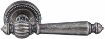 Ручка дверная на круглой розетке Extreza DANIEL (Даниел) 308  R03 Серебро античное F45