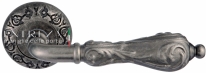 Ручка дверная на круглой розетке Extreza GRETA (Грета) 302  R04 Серебро античное F45