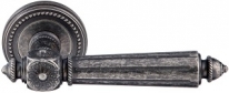 Ручка дверная на круглой розетке Extreza LEON (Леон) 303  R03 Серебро античное F45