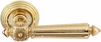 Ручка дверная на круглой розетке Extreza LEON (Леон) 303  R05 полированное золото F01