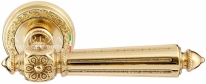 Ручка дверная на круглой розетке Extreza LEON (Леон) 303  R06 полированное золото F01