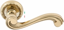 Ручка дверная на круглой розетке Extreza LINA (Лина) 313  R02 полированное золото F01