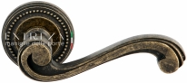 Ручка дверная на круглой розетке Extreza LINA (Лина) 313  R03 Бронза античная F23