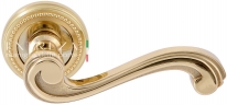 Ручка дверная на круглой розетке Extreza LINA (Лина) 313  R03 полированное золото F01