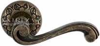 Ручка дверная на круглой розетке Extreza LINA (Лина) 313  R04 Бронза античная F23