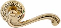 Ручка дверная на круглой розетке Extreza LINA (Лина) 313  R04 полированное золото F01