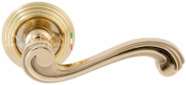 Ручка дверная на круглой розетке Extreza LINA (Лина) 313  R05 полированное золото F01