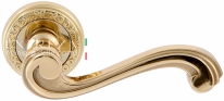 Ручка дверная на круглой розетке Extreza LINA (Лина) 313  R06 полированное золото F01