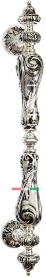 Ручка дверная скоба Extreza CLASSIC CEZAR 620мм (460мм) серебро наткральное + черный + черный F24
