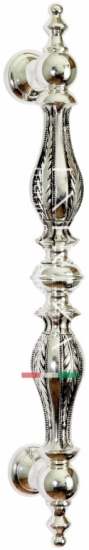 Ручка дверная скоба Extreza CLASSIC KAROLINA 570мм (440мм) серебро наткральное + черный F24