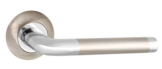 Ручка дверная на круглой розетке Punto Rex TL SN/CP-3 Никель матовый/хром кв. 140 мм