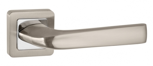 Ручка дверная на квадратной розетке Punto Saturn QR SN/CP-3 матовый никель/хром