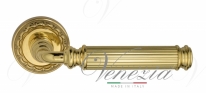 Ручка дверная на круглой розетке Venezia Mosca D2 Латунь блестящая
