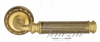Ручка дверная на круглой розетке Venezia Mosca D2 Золото французское + коричневый